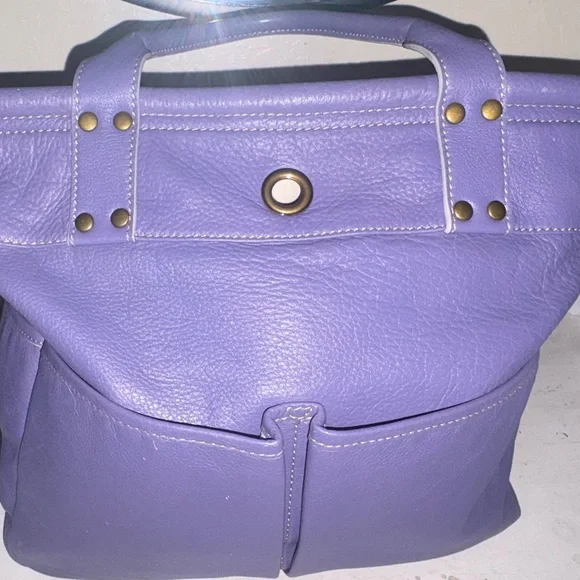 LEVENGER ST. TROPEZ DOUBLE POCKETS TWO WAY CROSSBODY BLUEish/  purple Tote EUC - Picture 12 of 14